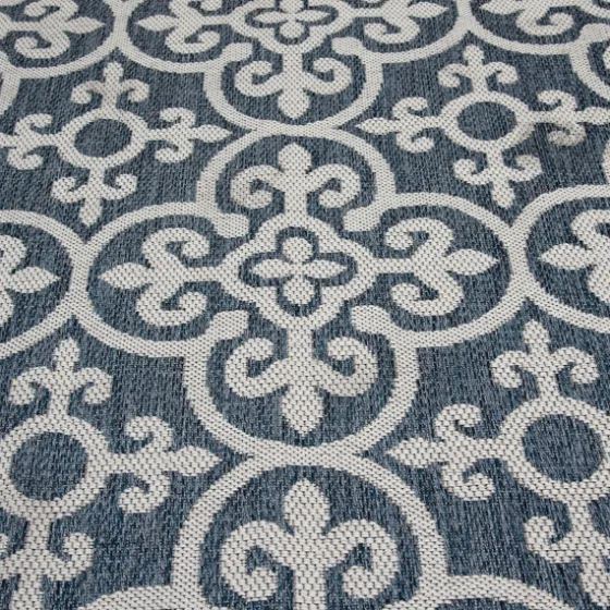 Blue Auckland Tile Outdoor Area Rug, 7X9-Kirkland's Home Clearance