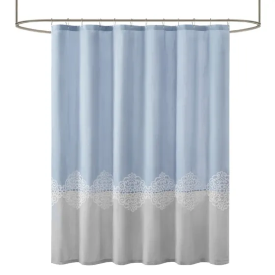 Blue Block Embroidered Shower Curtain-Kirkland's Home Store