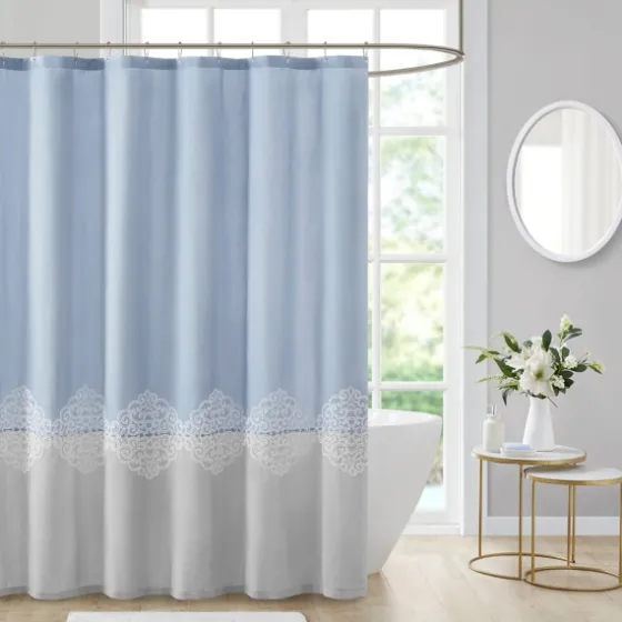Blue Block Embroidered Shower Curtain-Kirkland's Home Store