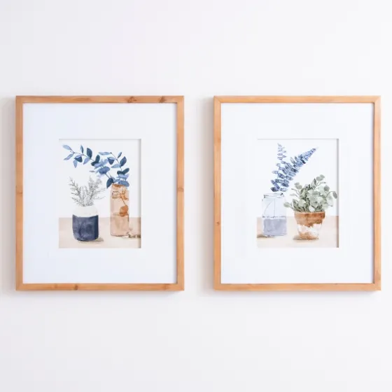Blue Botanical Vase Framed Art Prints, Set Of 2-Kirkland's Home Sale