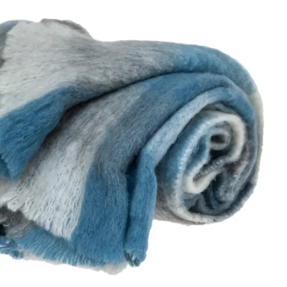 Blue Buffalo Check Wool Handloomed Throw-Kirkland's Home Store