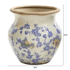Blue Bulous Floral Scroll Ceramic Vase, 10 In.-Kirkland's Home New
