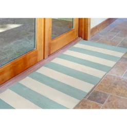 Blue Cabana Stripe Indoor/Outdoor Runner, 2X8-Kirkland's Home Shop