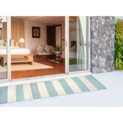 Blue Cabana Stripe Indoor/Outdoor Runner, 2X8-Kirkland's Home Shop