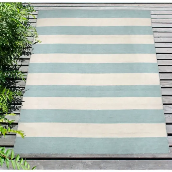 Blue Cabana Stripe Indoor/Outdoor Area Rug, 8X11-Kirkland's Home Best