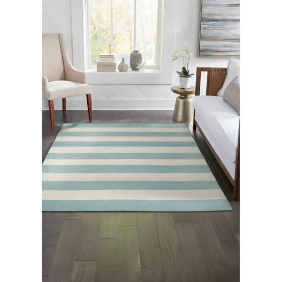 Blue Cabana Stripe Indoor/Outdoor Area Rug, 8X11-Kirkland's Home Best