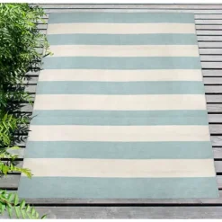 Blue Cabana Stripe Indoor/Outdoor Area Rug, 7X9-Kirkland's Home Best
