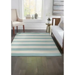 Blue Cabana Stripe Indoor/Outdoor Area Rug, 7X9-Kirkland's Home Best