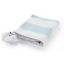 Blue Cabana Stripe Tassel Throw-Kirkland's Home Outlet