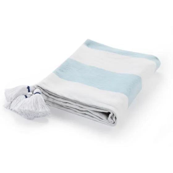Blue Cabana Stripe Tassel Throw-Kirkland's Home Outlet