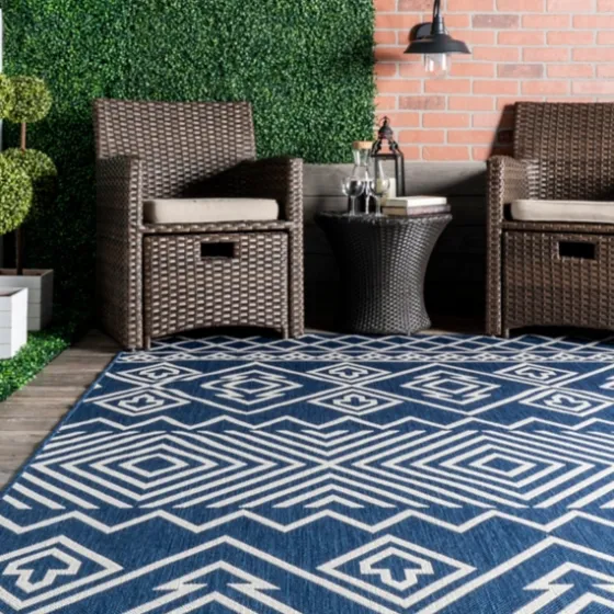 Blue Cassie Global Outdoor Area Rug, 5X8-Kirkland's Home Sale