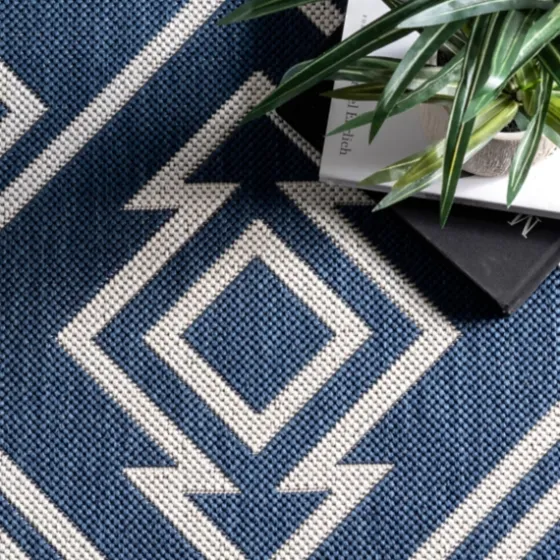 Blue Cassie Global Outdoor Area Rug, 5X8-Kirkland's Home Sale