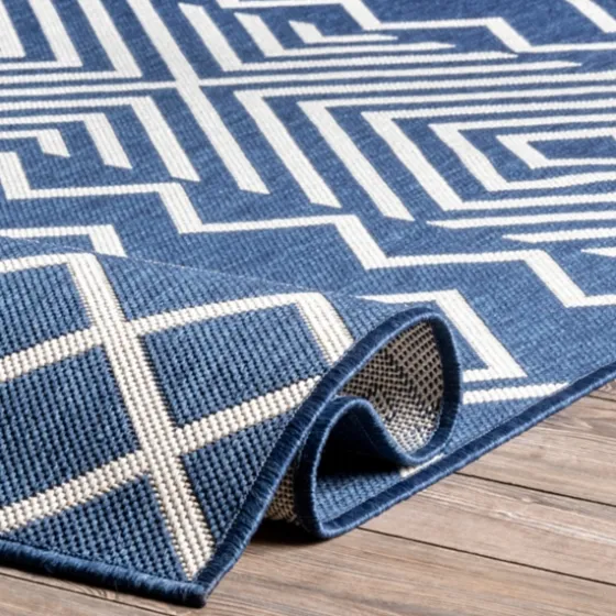 Blue Cassie Global Outdoor Area Rug, 5X8-Kirkland's Home Sale