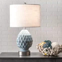 Blue Ceramic Geometric Diamond Table Lamp-Kirkland's Home Discount