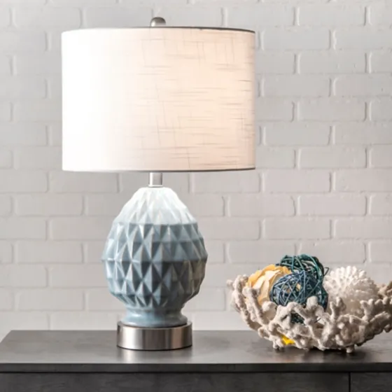 Blue Ceramic Geometric Diamond Table Lamp-Kirkland's Home Discount