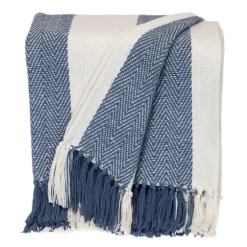 Blue Chalet Striped Fringe Throw-Kirkland's Home Best Sale