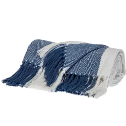 Blue Chalet Striped Fringe Throw-Kirkland's Home Best Sale