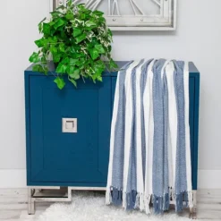 Blue Chalet Striped Fringe Throw-Kirkland's Home Best Sale