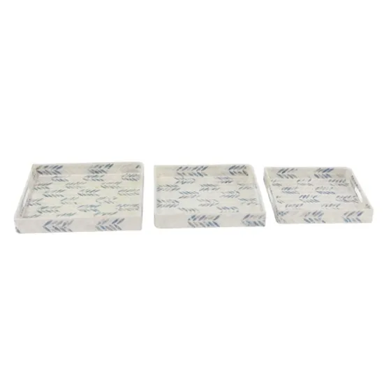 Blue Chevron Enamel 3-Pc. Tray Set-Kirkland's Home Best