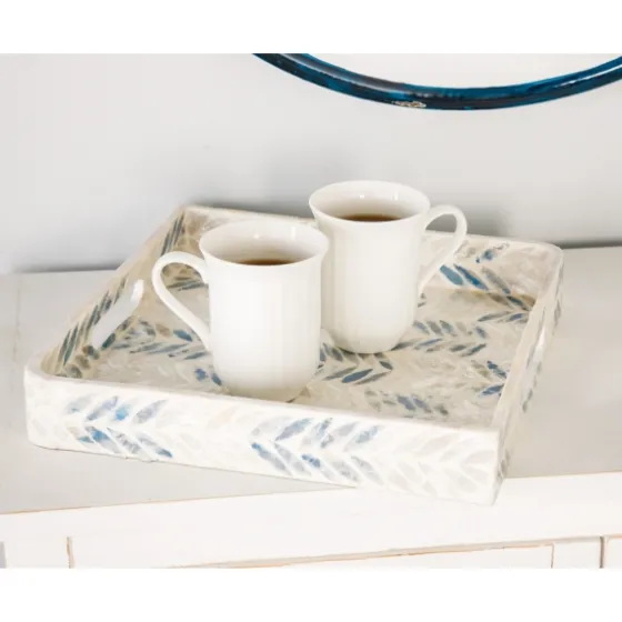 Blue Chevron Enamel 3-Pc. Tray Set-Kirkland's Home Best
