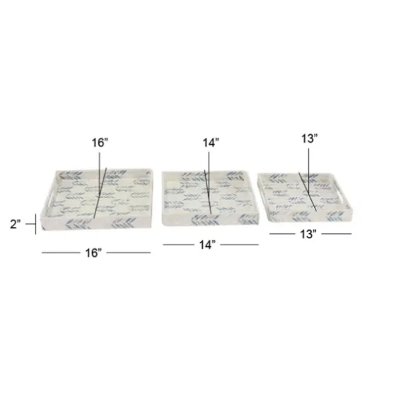 Blue Chevron Enamel 3-Pc. Tray Set-Kirkland's Home Best