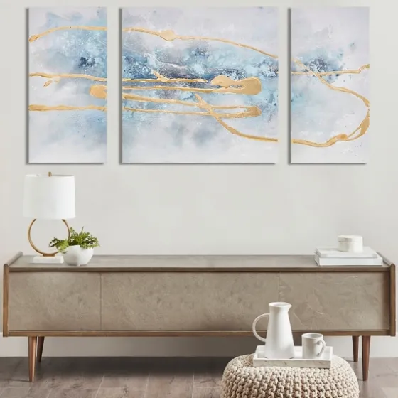 Blue Cosmo Triptych Canvas Art Prints, Set Of 3-Kirkland's Home Store