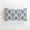Blue Damask Print Side Tied Lumbar Pillow-Kirkland's Home Shop
