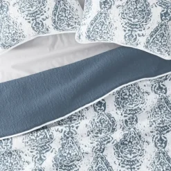 Blue Damask Reversible 3-Pc. King Quilt Set-Kirkland's Home Cheap