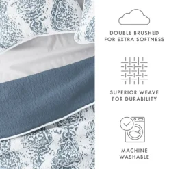 Blue Damask Reversible 3-Pc. King Quilt Set-Kirkland's Home Cheap