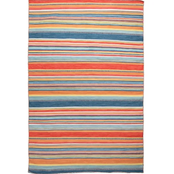 Blue Dhurri Stripe Indoor/Outdoor Area Rug, 7X9-Kirkland's Home Online