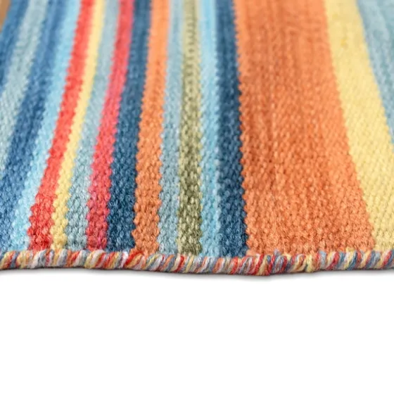 Blue Dhurri Stripe Indoor/Outdoor Area Rug, 7X9-Kirkland's Home Online