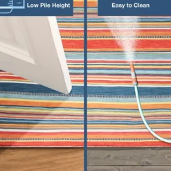 Blue Dhurri Stripe Indoor/Outdoor Area Rug, 7X9-Kirkland's Home Online