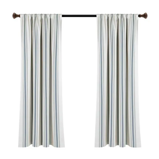Blue Farmhouse Stripe Curtain Panels, Set Of 2-Kirkland's Home Discount