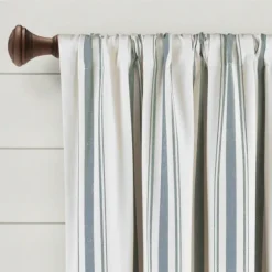 Blue Farmhouse Stripe Curtain Panels, Set Of 2-Kirkland's Home Discount