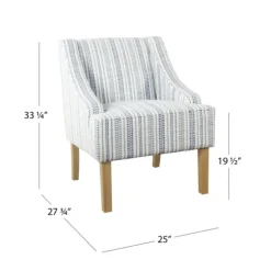 Blue Farmhouse Stripe Swoop Accent Chair-Kirkland's Home Outlet