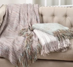 Blue Faux Mohair Fringe Throw-Kirkland's Home Cheap