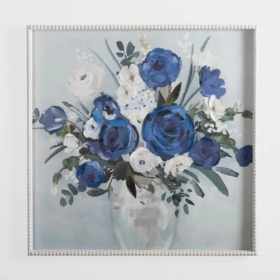 Blue Floral Beaded Framed Art Print-Kirkland's Home Store