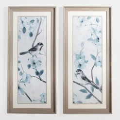 Blue Floral Bird I Framed Art Print-Kirkland's Home Best Sale