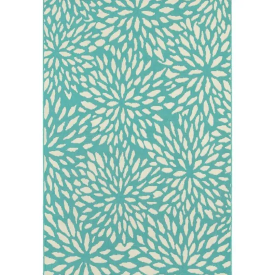 Blue Floral Burst Outdoor Area Rug, 6X9-Kirkland's Home Discount