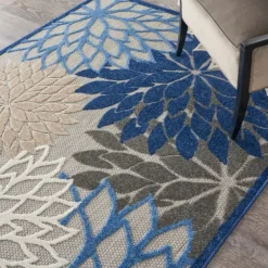 Blue Floral Burst Outdoor Area Rug, 6X9-Kirkland's Home Shop