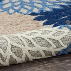 Blue Floral Burst Round Outdoor Area Rug, 5X5-Kirkland's Home Online