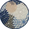 Blue Floral Burst Round Outdoor Area Rug, 7X7-Kirkland's Home Shop