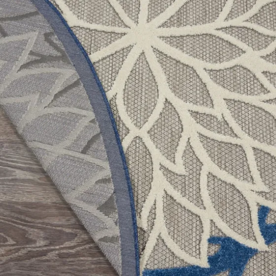 Blue Floral Burst Round Outdoor Area Rug, 7X7-Kirkland's Home Shop