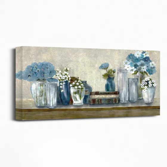 Blue Floral Desk Giclee Canvas Print, 40X20 In.-Kirkland's Home Outlet