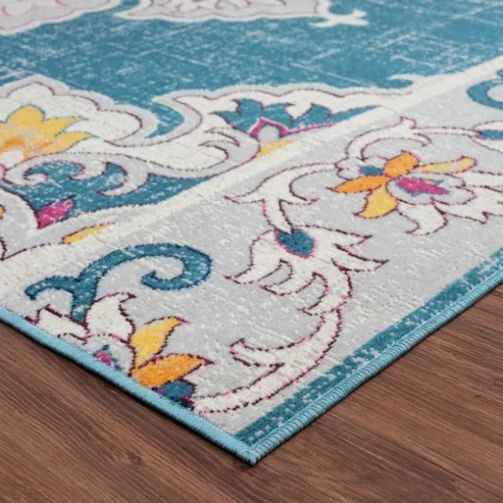 Blue Floral Medallion Outdoor Area Rug, 7X9-Kirkland's Home Best