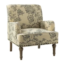 Blue Floral Nailhead Trim Upholstered Accent Chair-Kirkland's Home Outlet