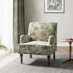 Blue Floral Nailhead Trim Upholstered Accent Chair-Kirkland's Home Outlet