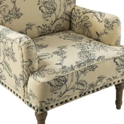 Blue Floral Nailhead Trim Upholstered Accent Chair-Kirkland's Home Outlet