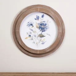 Blue Florals I Round Framed Art-Kirkland's Home Shop