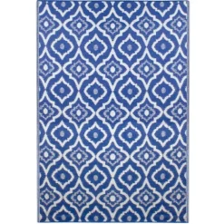 Blue Geometric Floral Outdoor Area Rug, 4X6-Kirkland's Home Hot